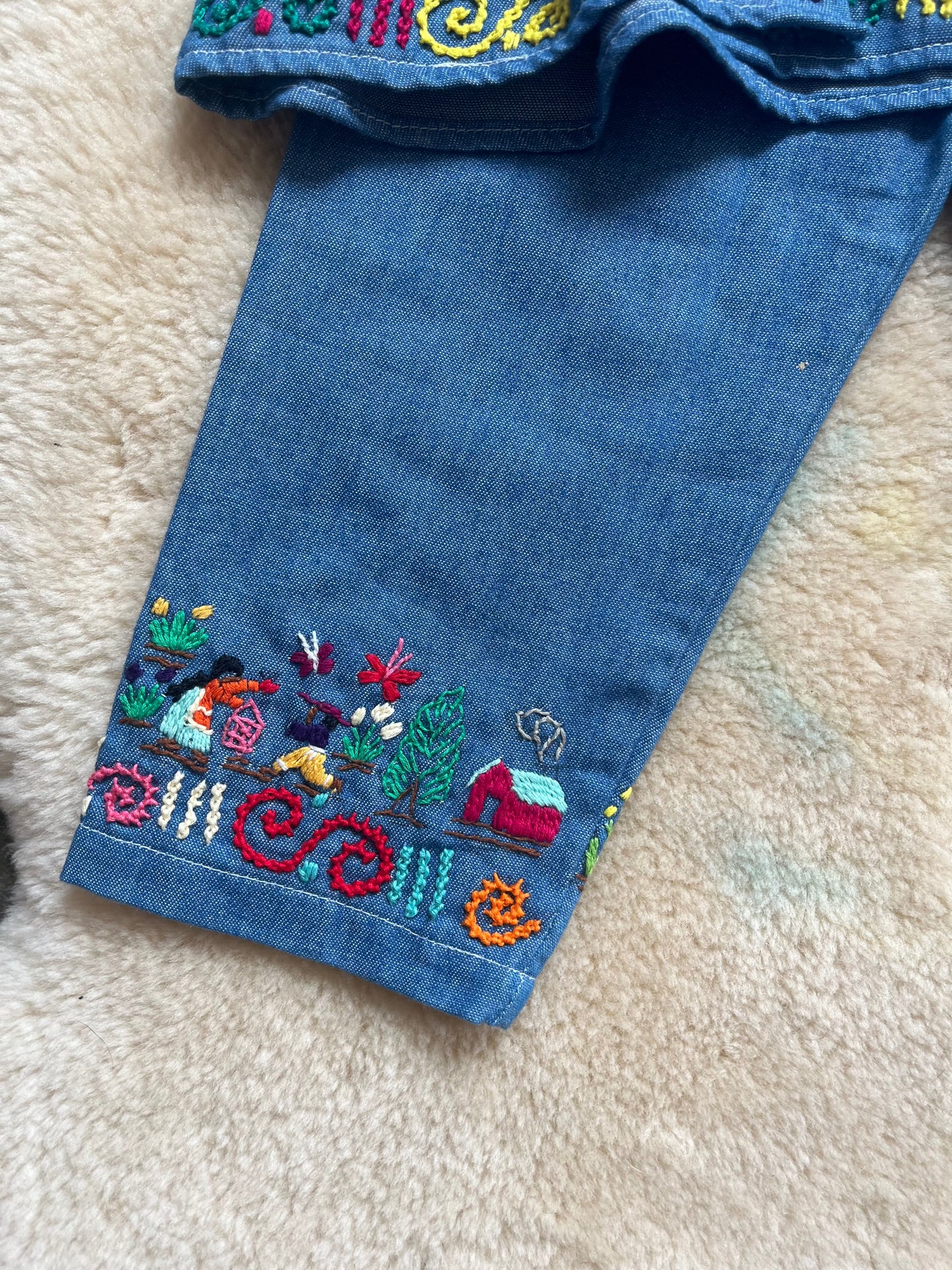 Embroidered Chambray Set