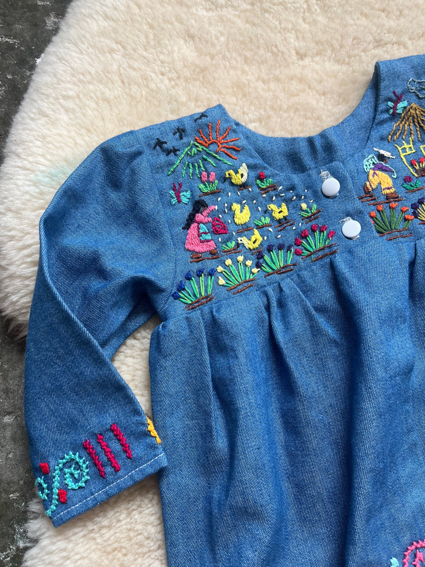 Embroidered Chambray Set